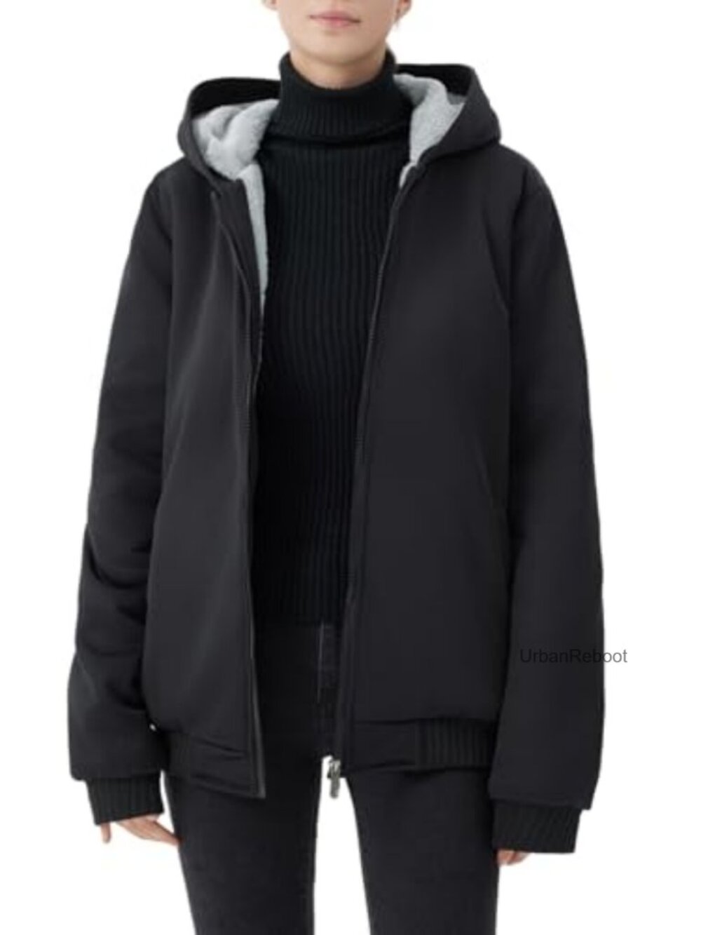 Sherpa Lined Hooded Fleece Jacket Thicken Warm Winter Coat